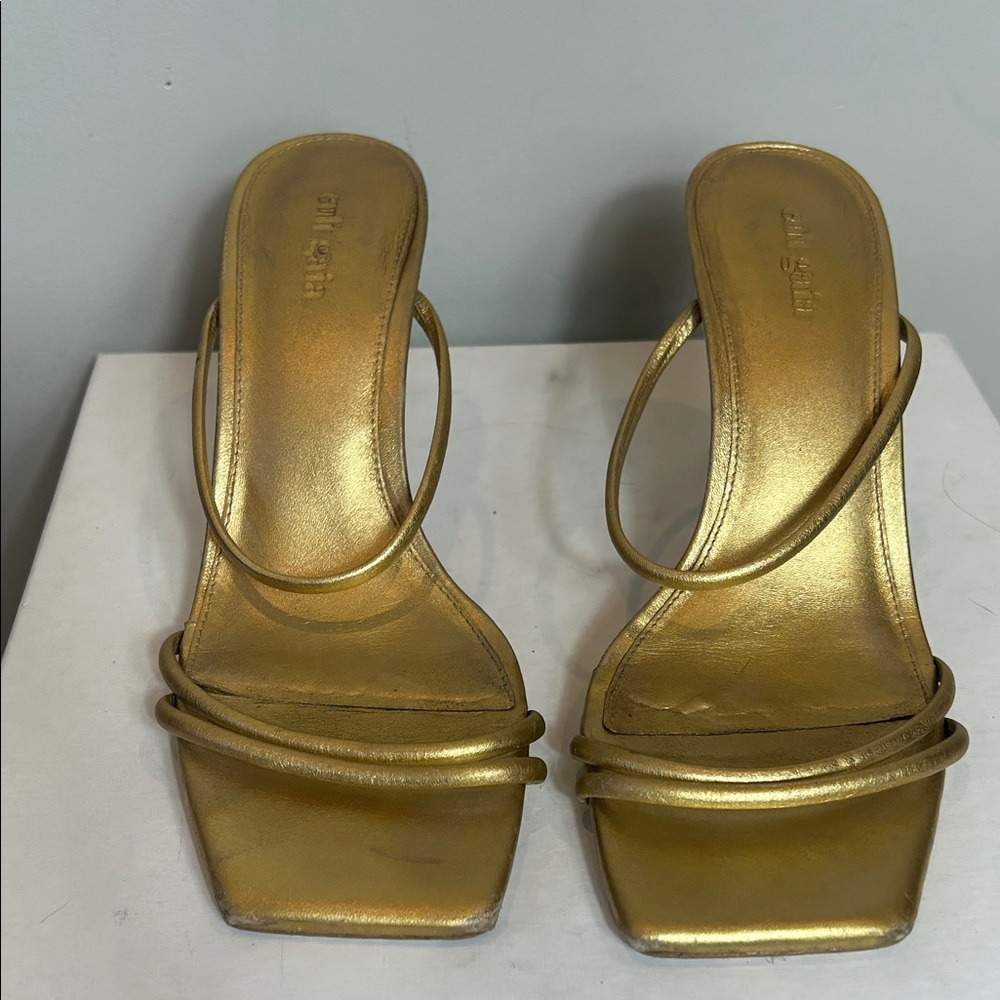 Cult Gaia Lydia Sandals Gold Strappy Heels - Picture 4 of 8